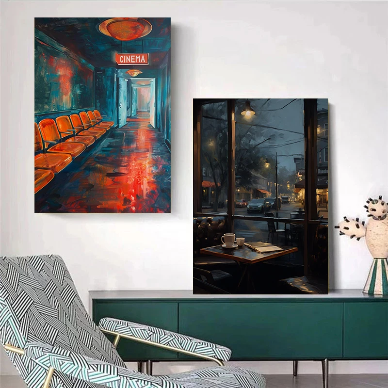 1pc frameless Moody Vintage Ni - Home Cinema Night ulasan dan harga