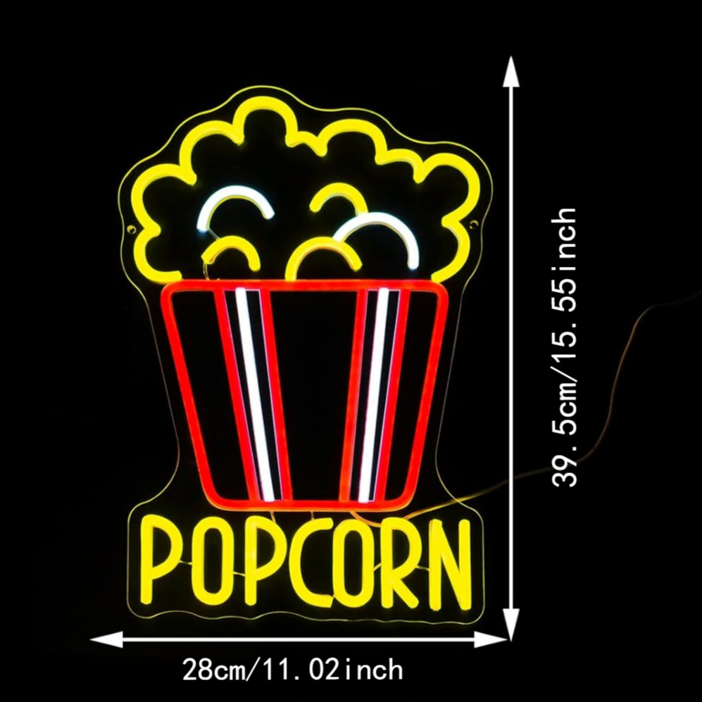 Popcorn Neon Sign Dimmable Foo - Home Cinema Food ulasan dan harga