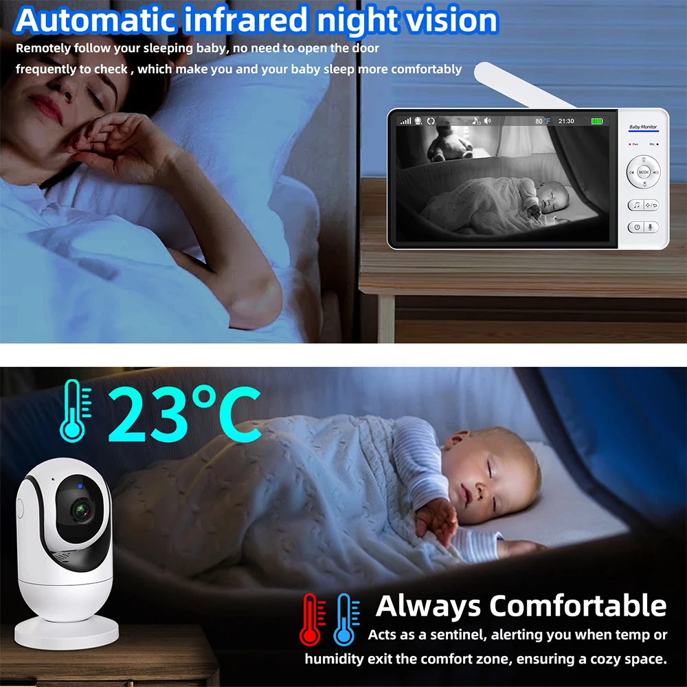 7 Inch Video Baby Monitor Nigh - Home Cinema Wireless ulasan dan harga