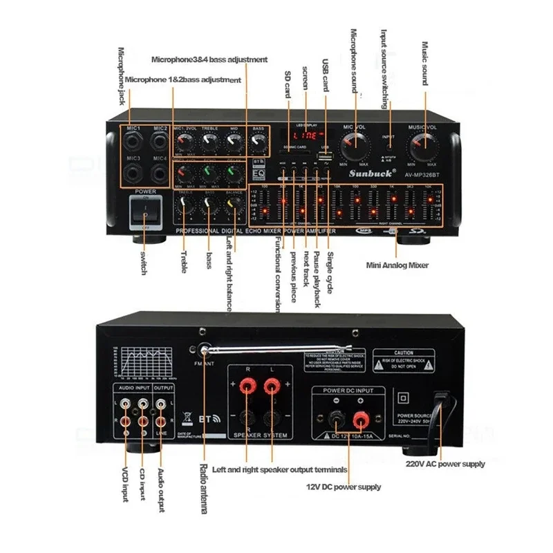 2000W bluetooth Audio Power Am - Home Cinema Receiver ulasan dan harga