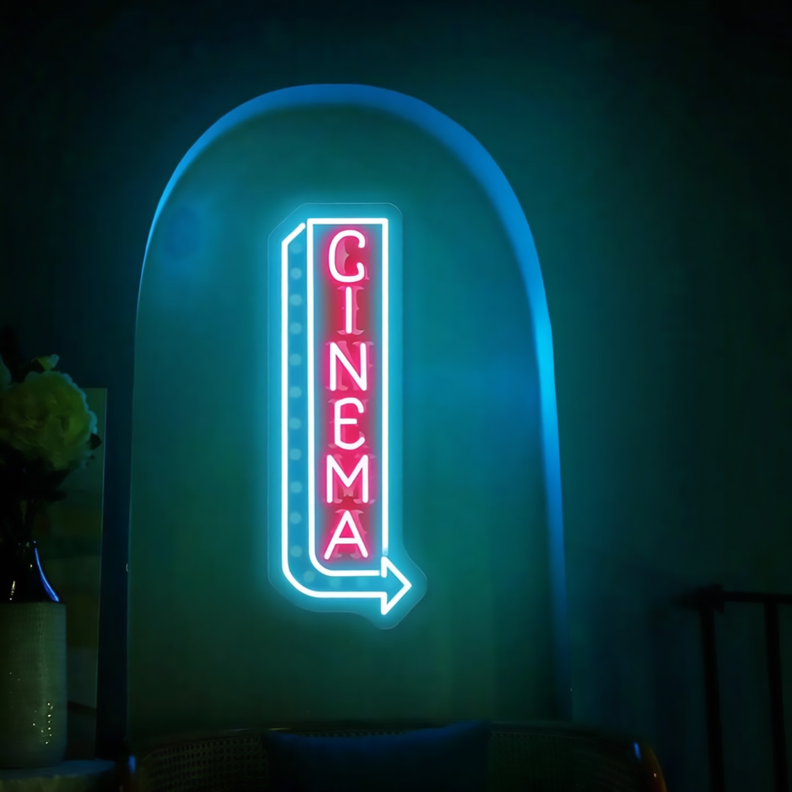 Cinema Neon Sign Cinema Popcor - Home Cinema Food ulasan dan harga