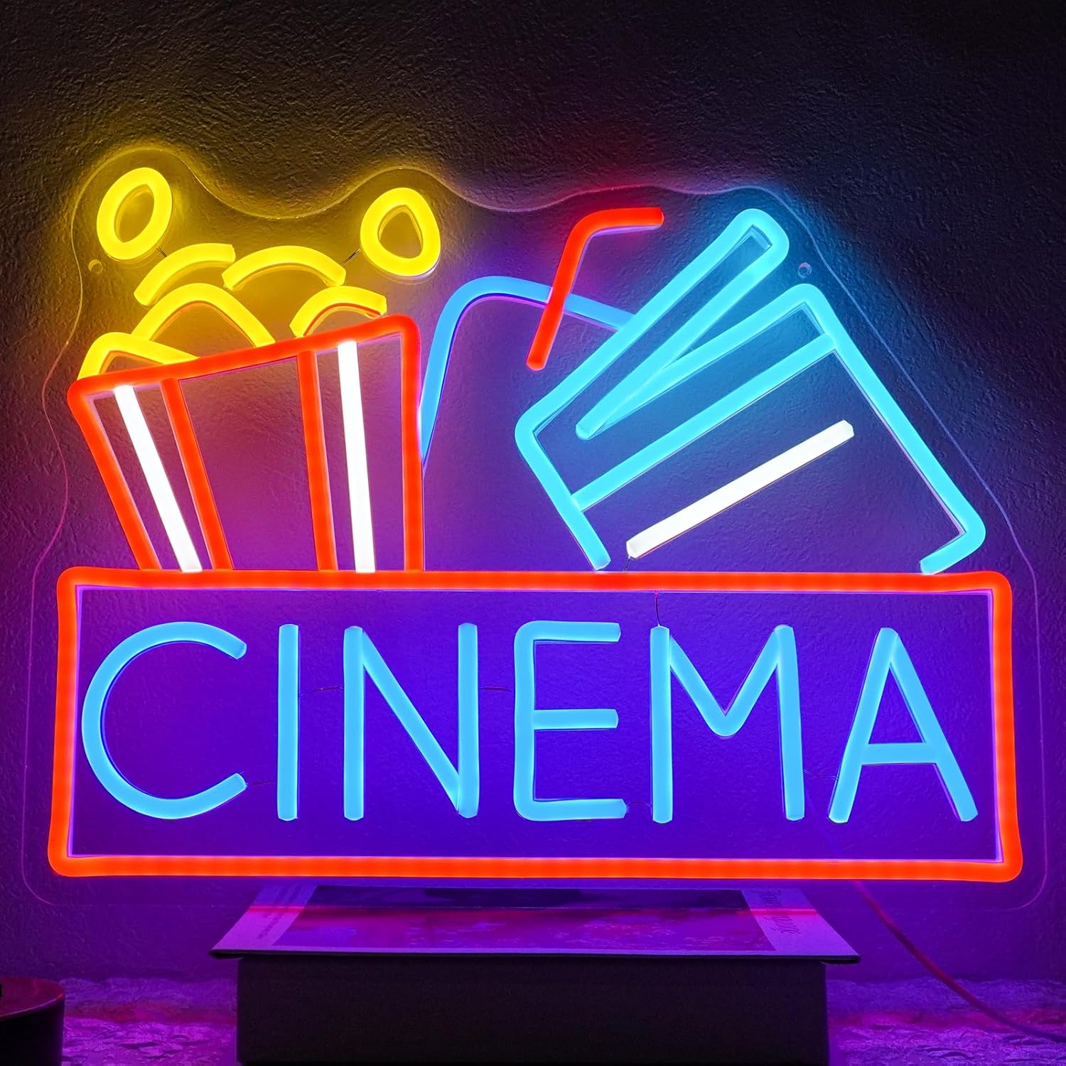 Popcorn Neon Sign Dimmable Foo - Home Cinema Food ulasan dan harga
