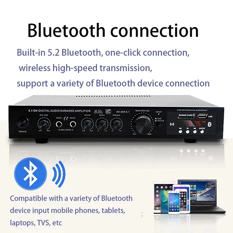 AV-369BT Bluetooth 5.1 Sound S - Home Cinema Receiver ulasan dan harga